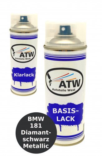 Autolack für BMW 181 Diamantschwarz Metallic+400ml Klarlack Set